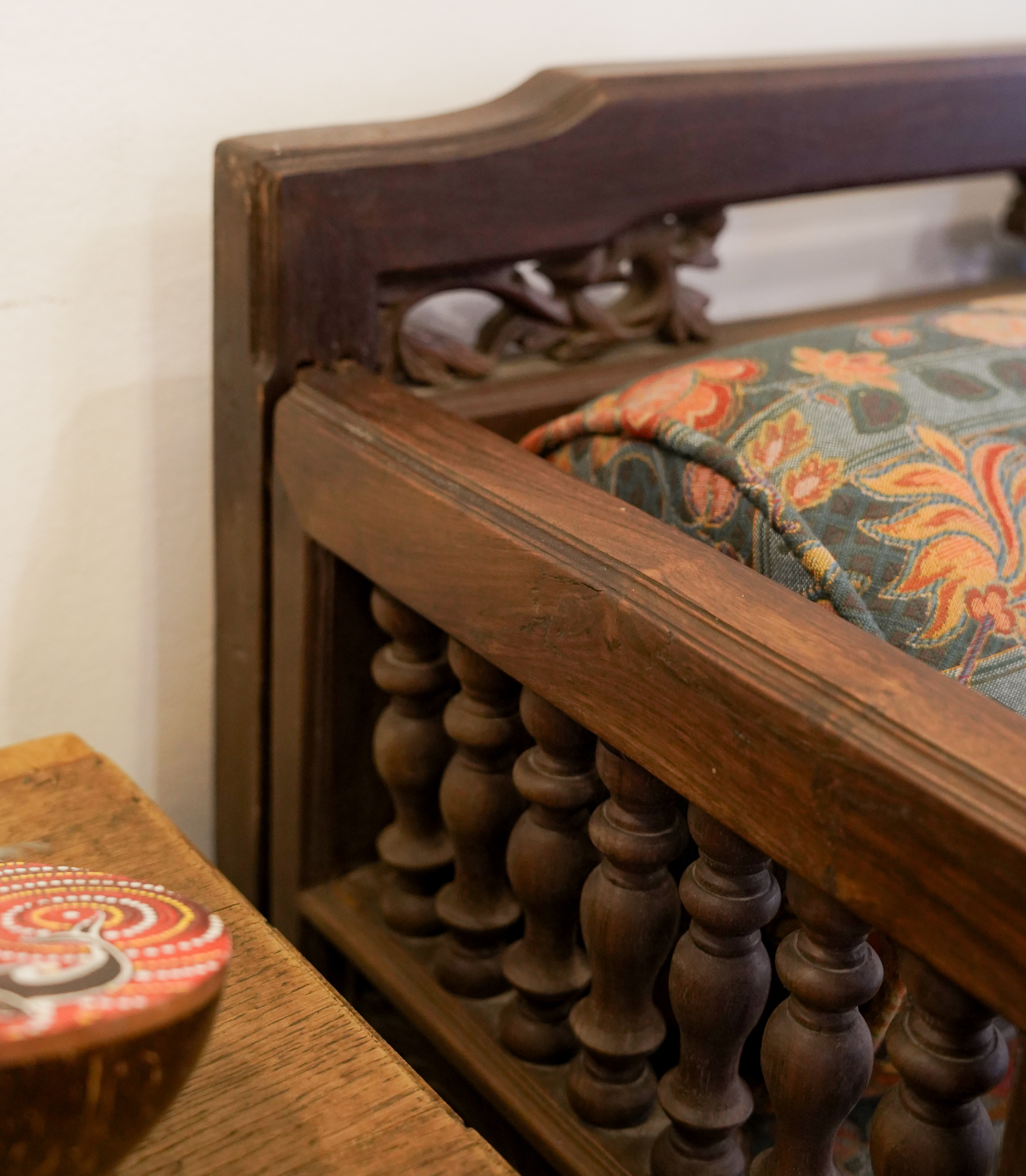 Hand-Carved Wooden Day Seat - Image 5