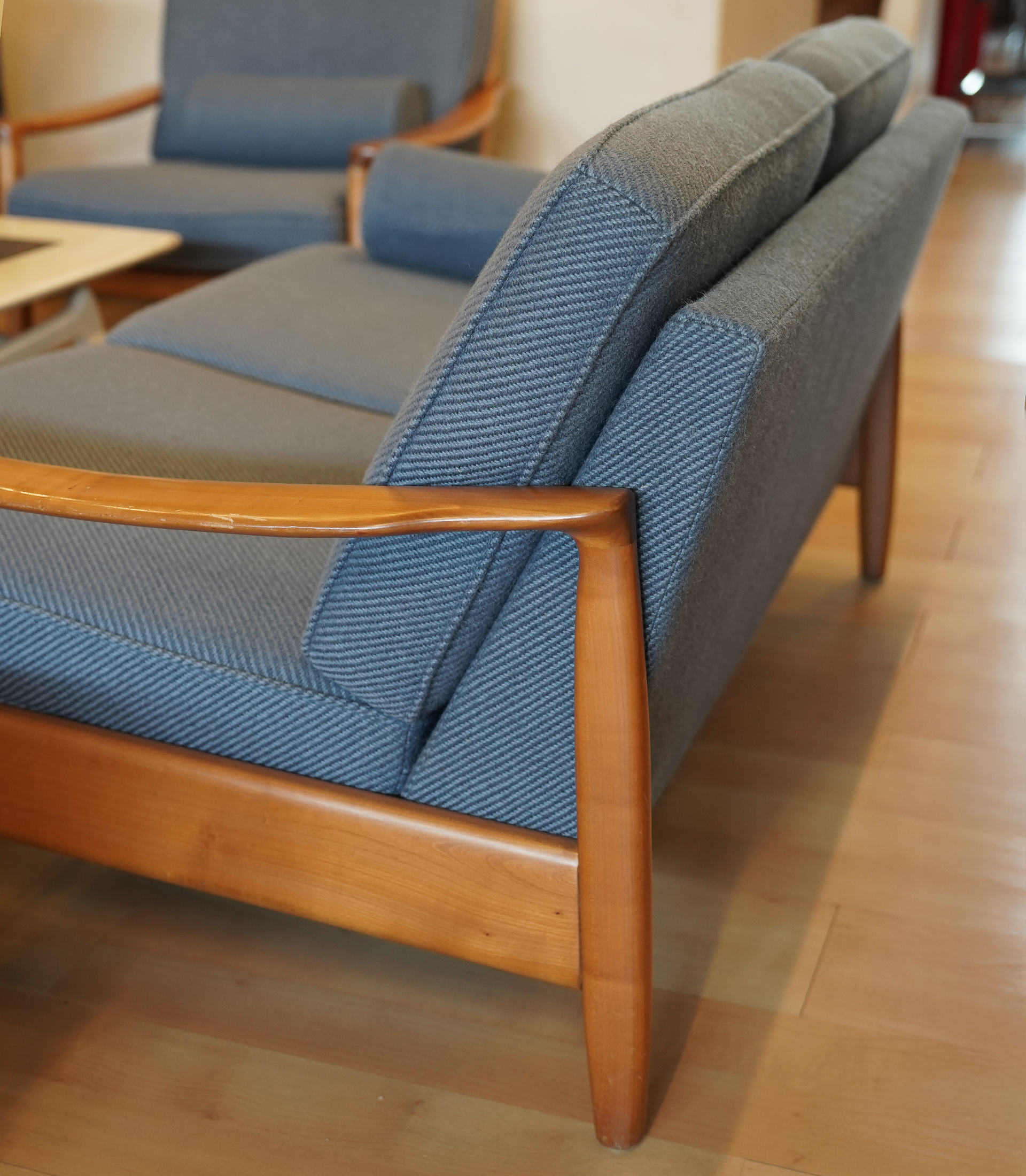 Mid-Century Danish Sofa in Blue Wool - Image 5