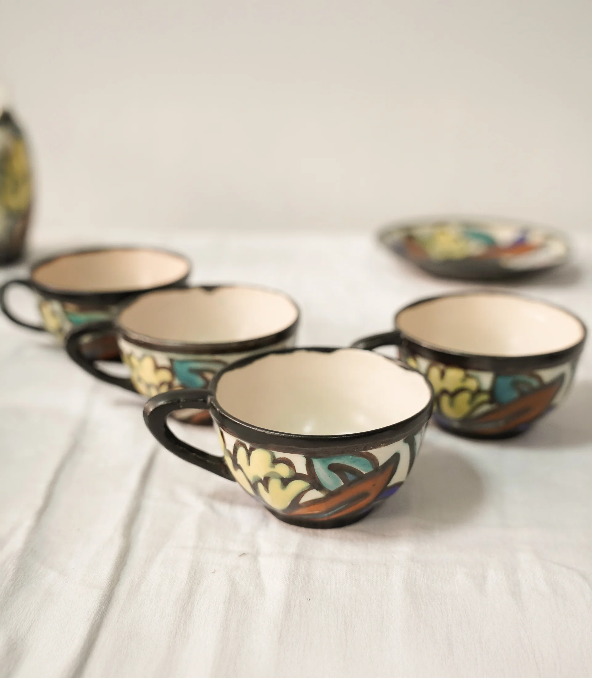 ☕ BERGEN, Belgium - Polychrome Ceramic Tea & Coffee Service - Image 6