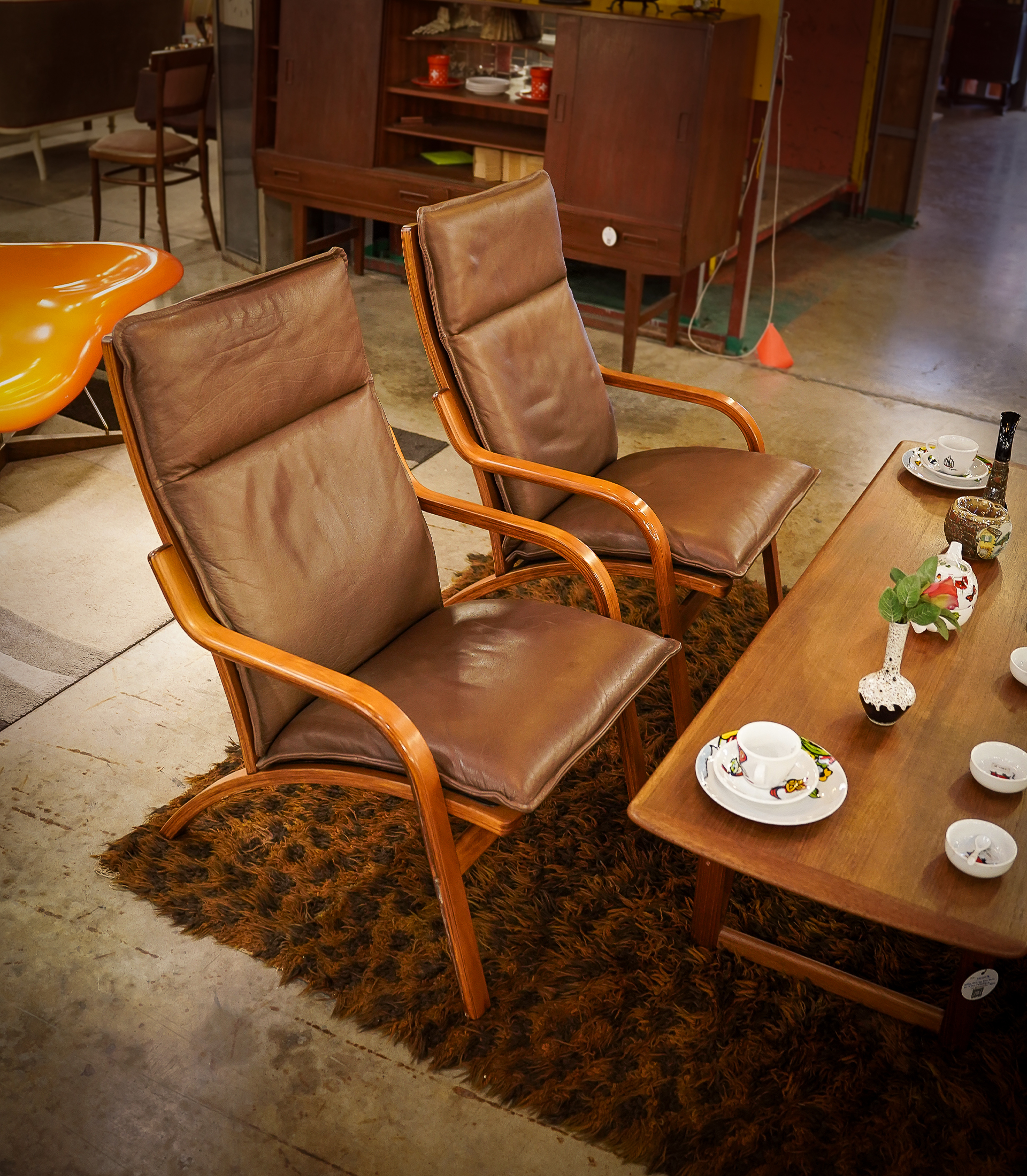 Pair of Stouby Bentwood Leather Lounge Chairs - Denmark, 1970s - Image 9