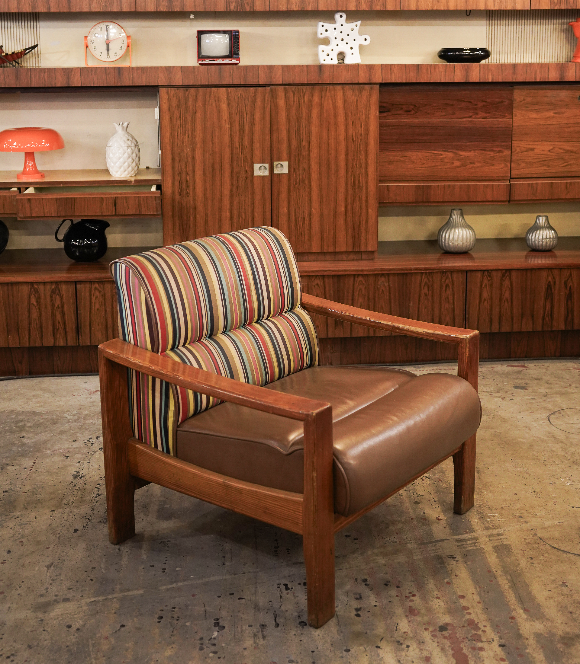 Colorful Upholstery Wooden Armchair