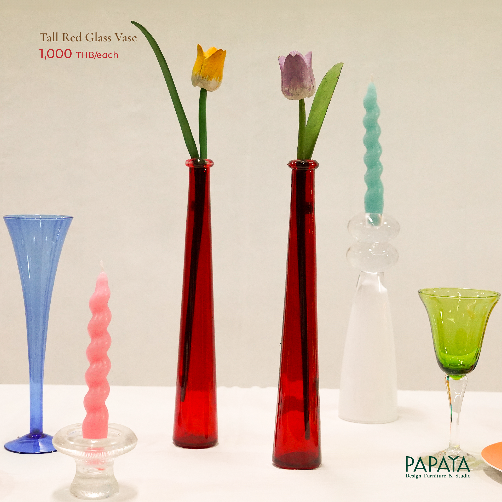 Tall Red Glass Vase