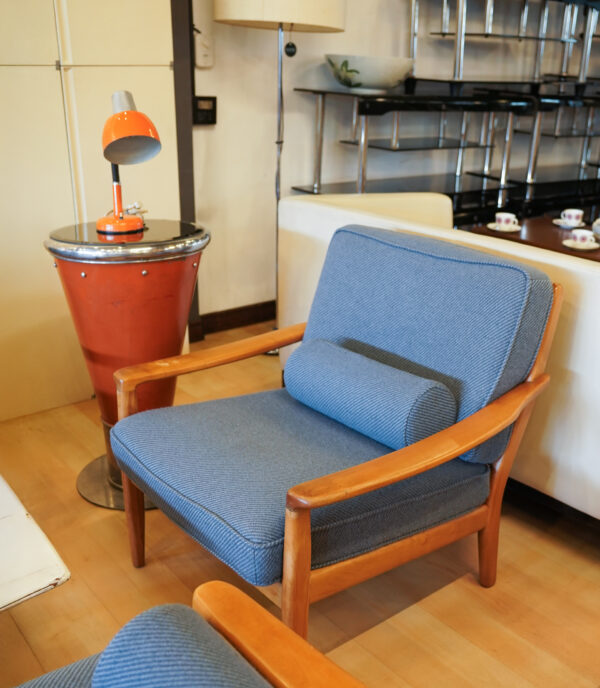 Mid-Century Danish Sofa in Blue Wool