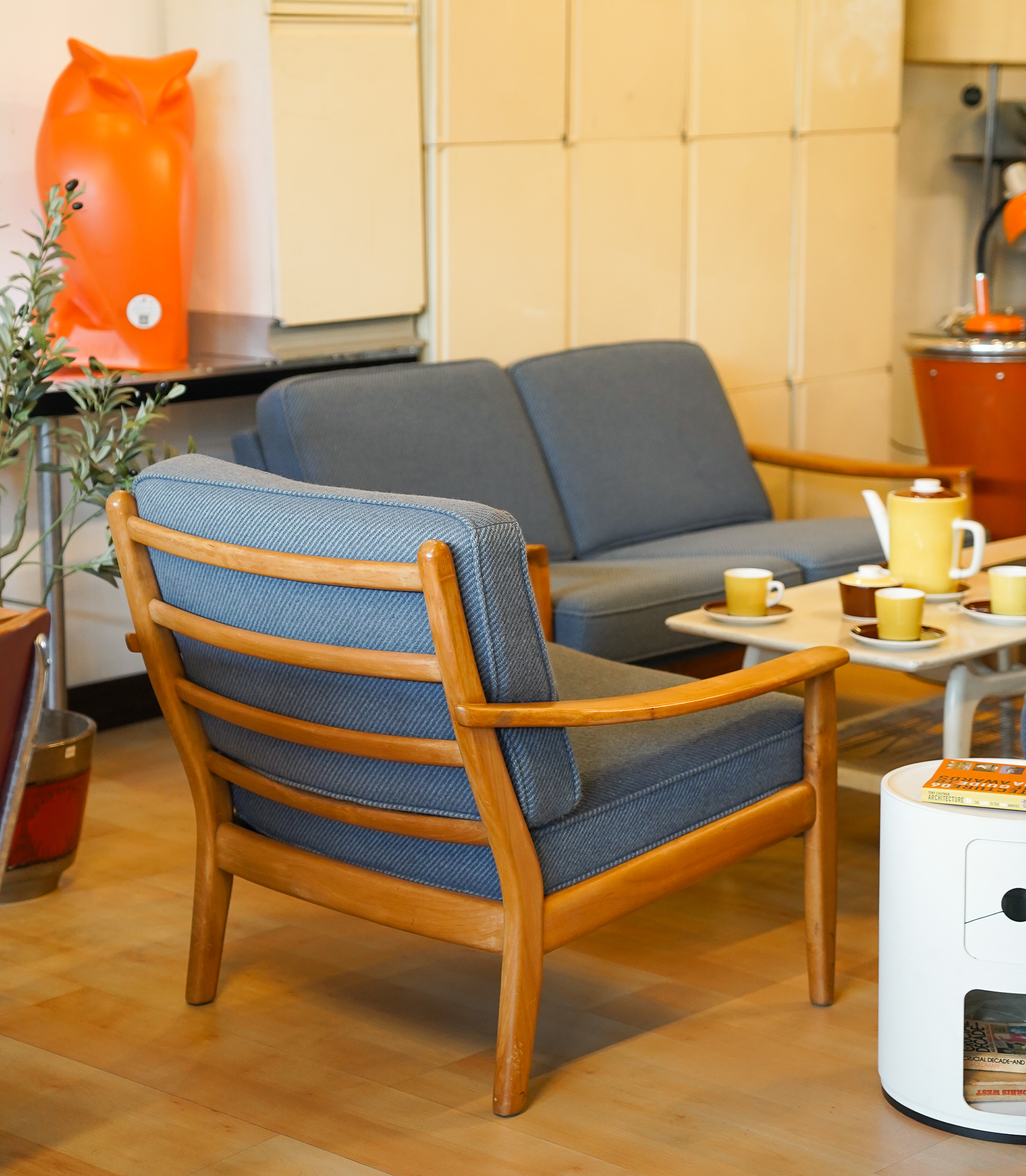 Mid-Century Danish Sofa in Blue Wool - Image 3