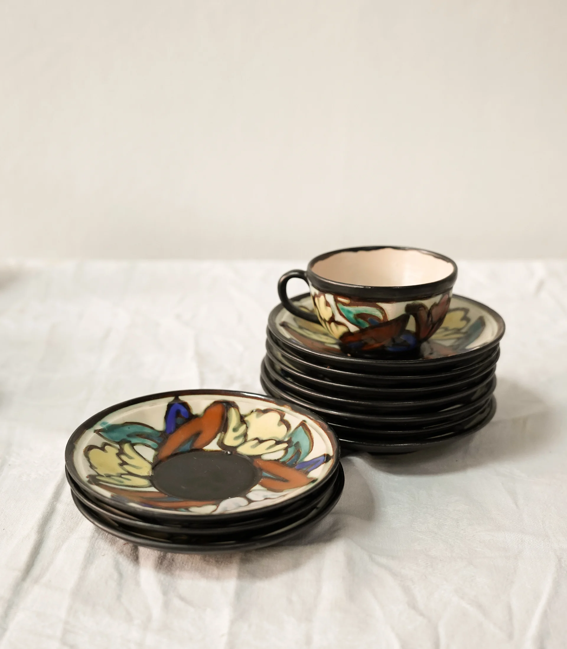 ☕ BERGEN, Belgium - Polychrome Ceramic Tea & Coffee Service - Image 13
