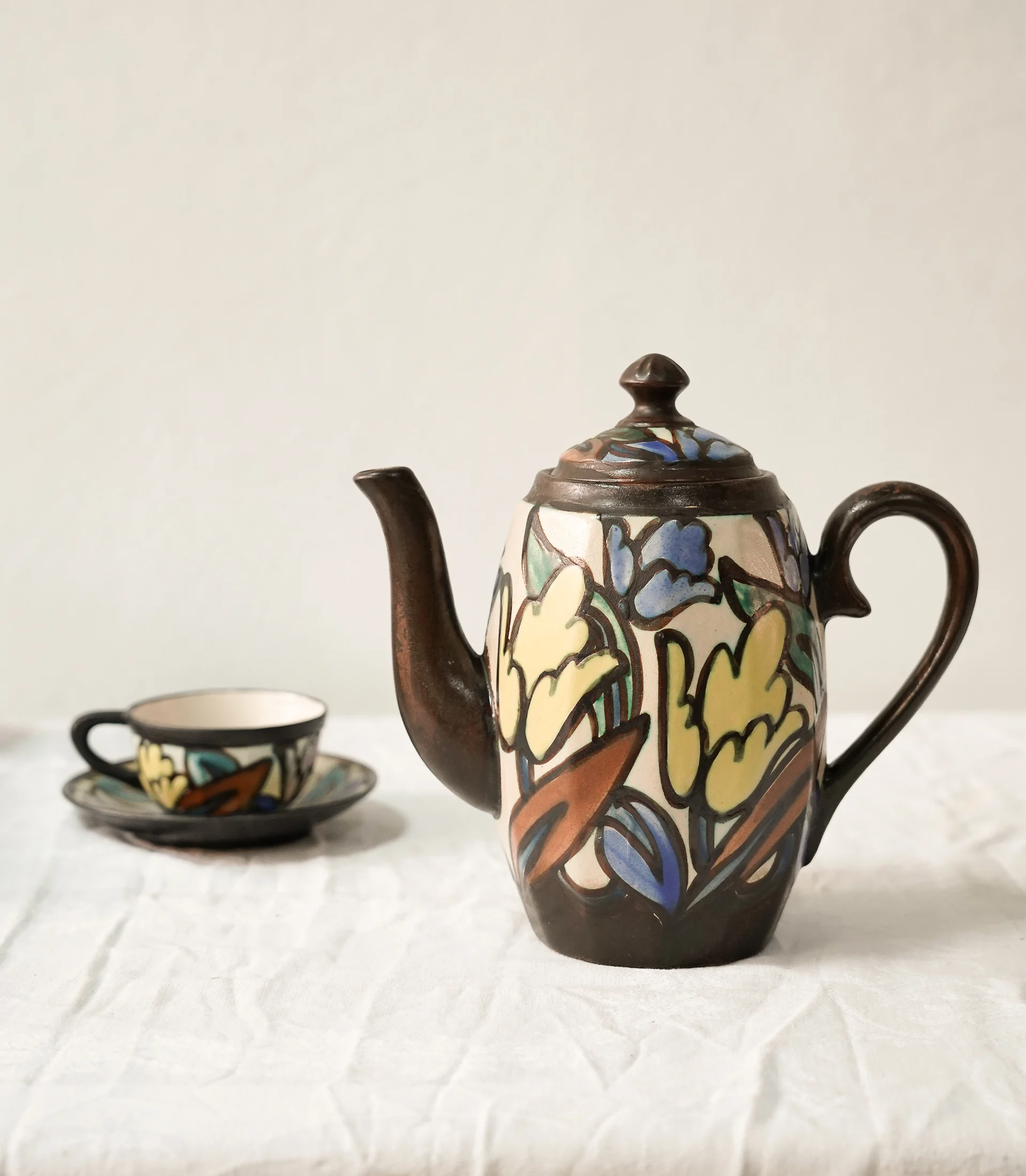☕ BERGEN, Belgium - Polychrome Ceramic Tea & Coffee Service - Image 17
