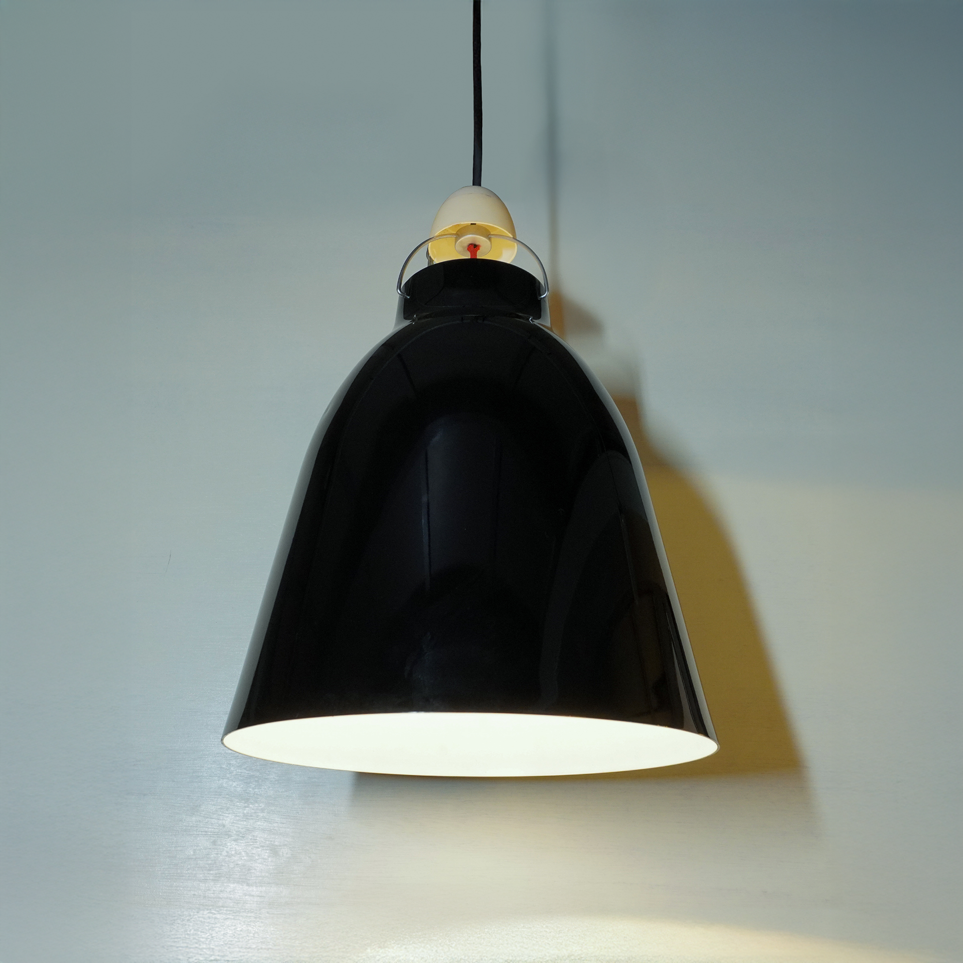 Modern Nordic Pendant Light, Glossy Black, 1980s