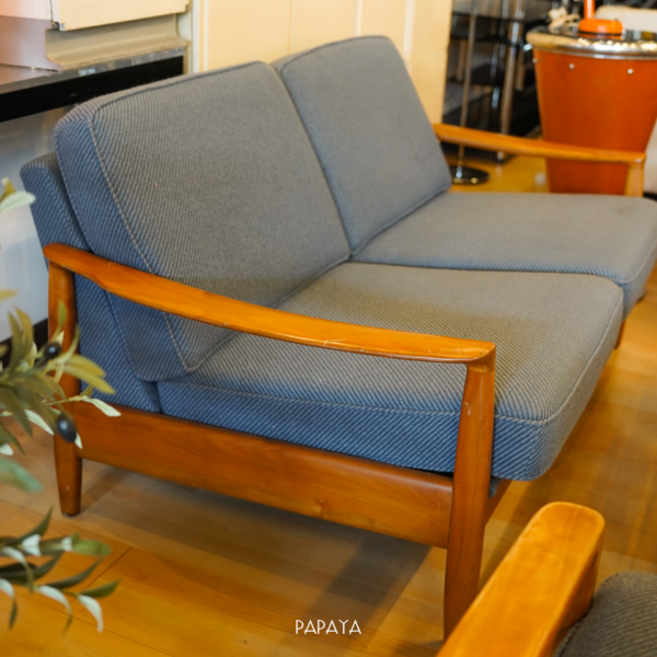 Mid-Century Danish Sofa in Blue Wool