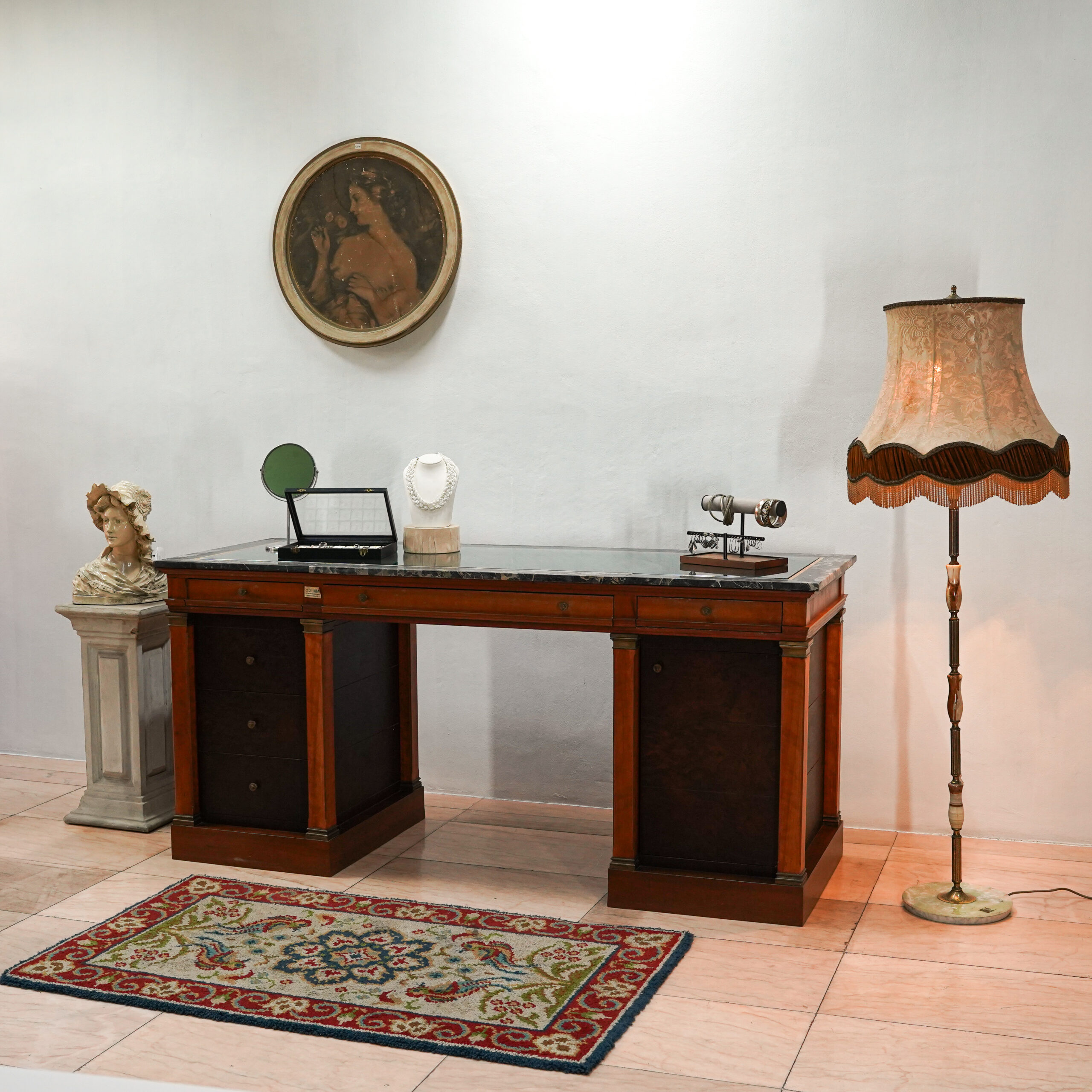 Vintage Marble-Top Jewelry Display Desk - Image 2