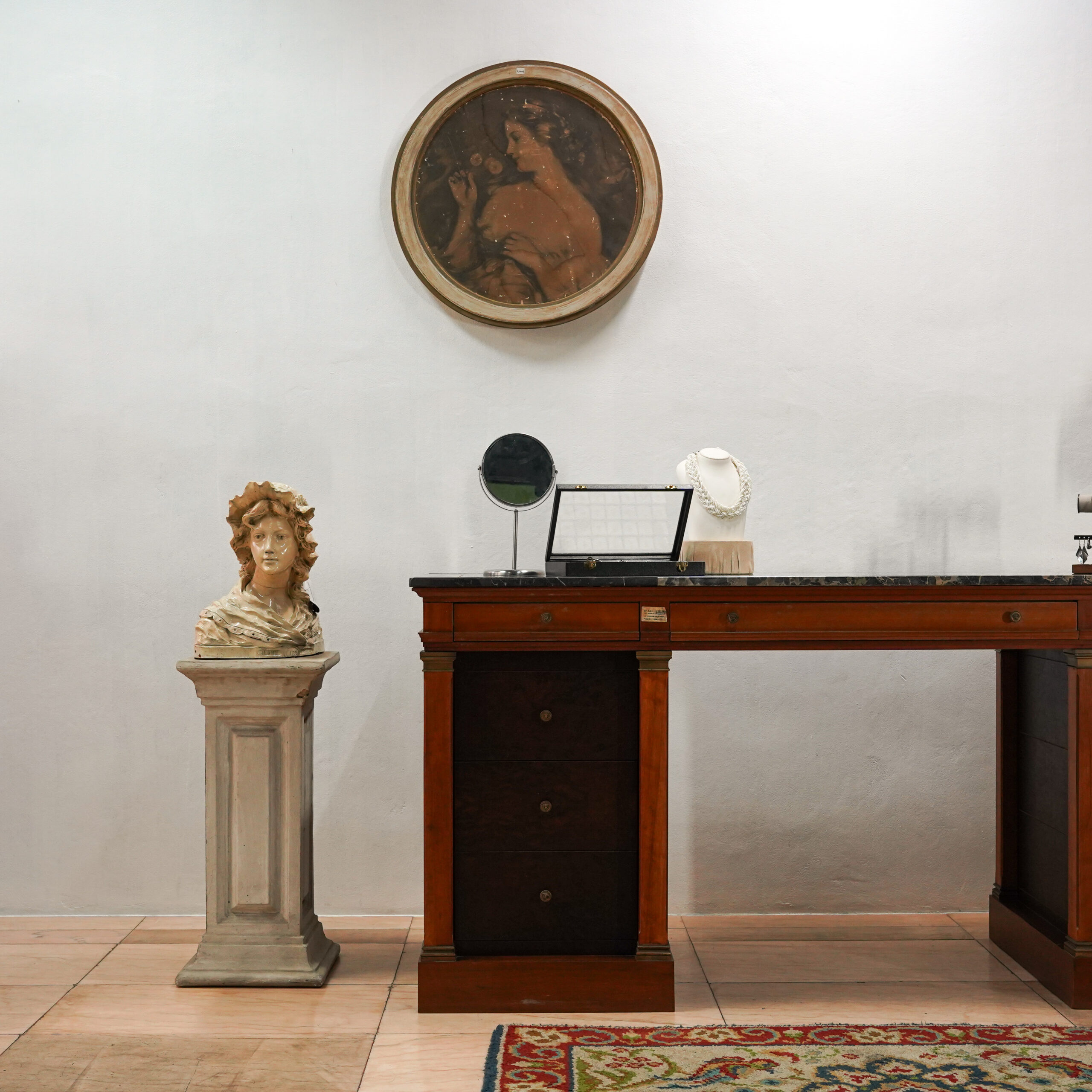 Vintage Marble-Top Jewelry Display Desk - Image 3