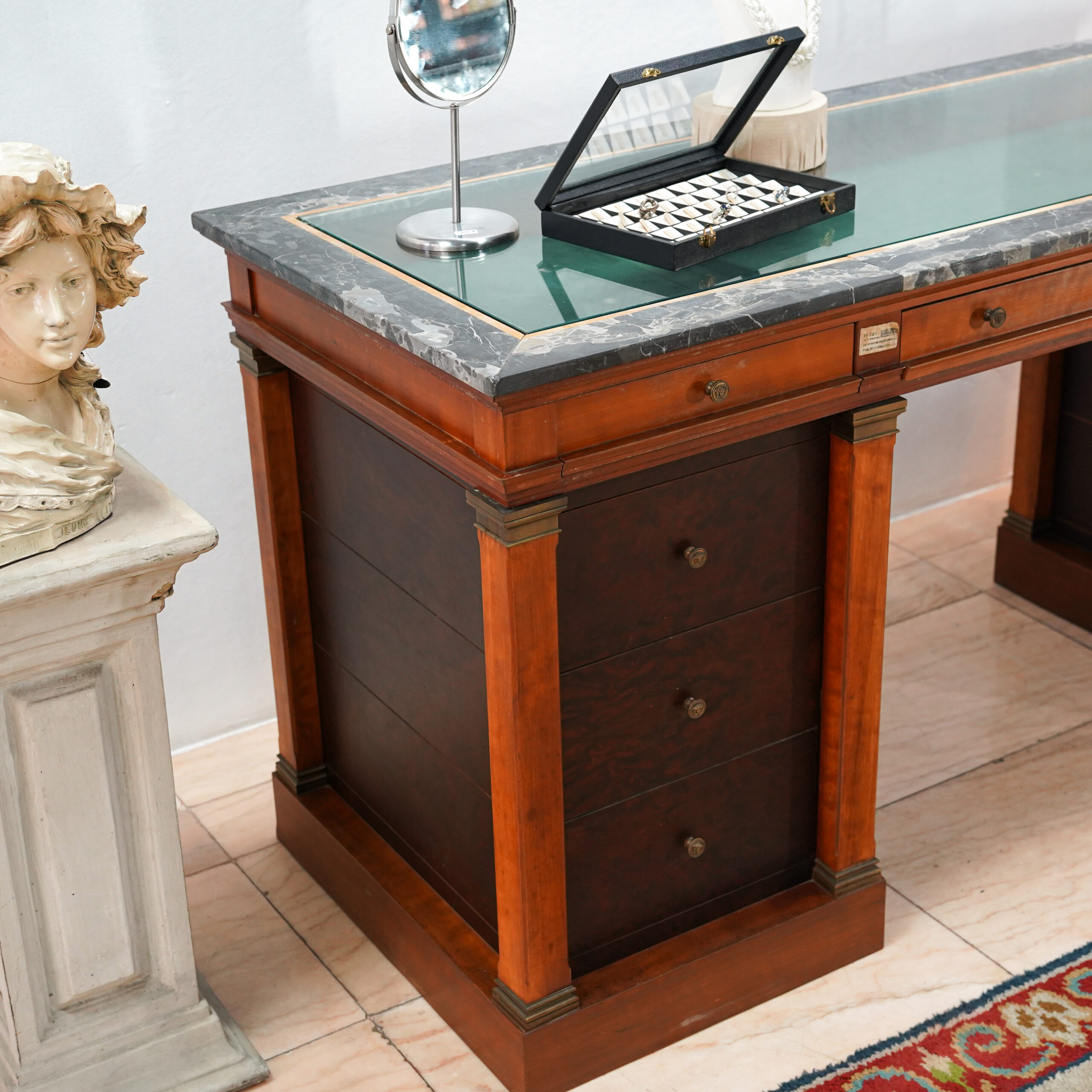 Vintage Marble-Top Jewelry Display Desk - Image 4