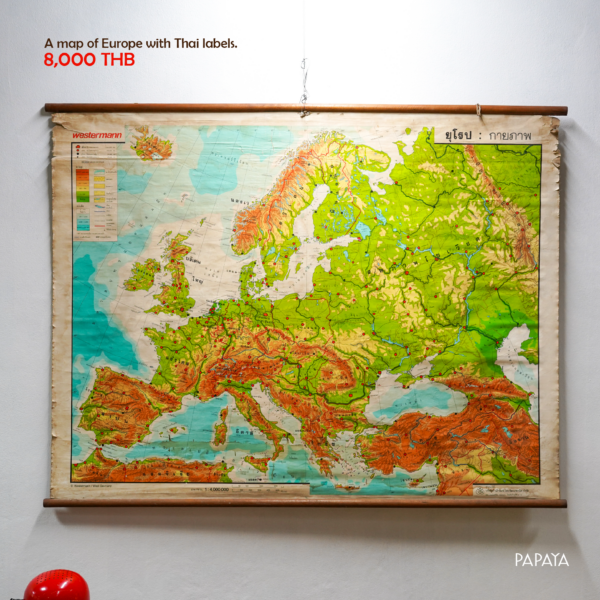 A map of Europe with Thai labels (Westermann, West Germany)