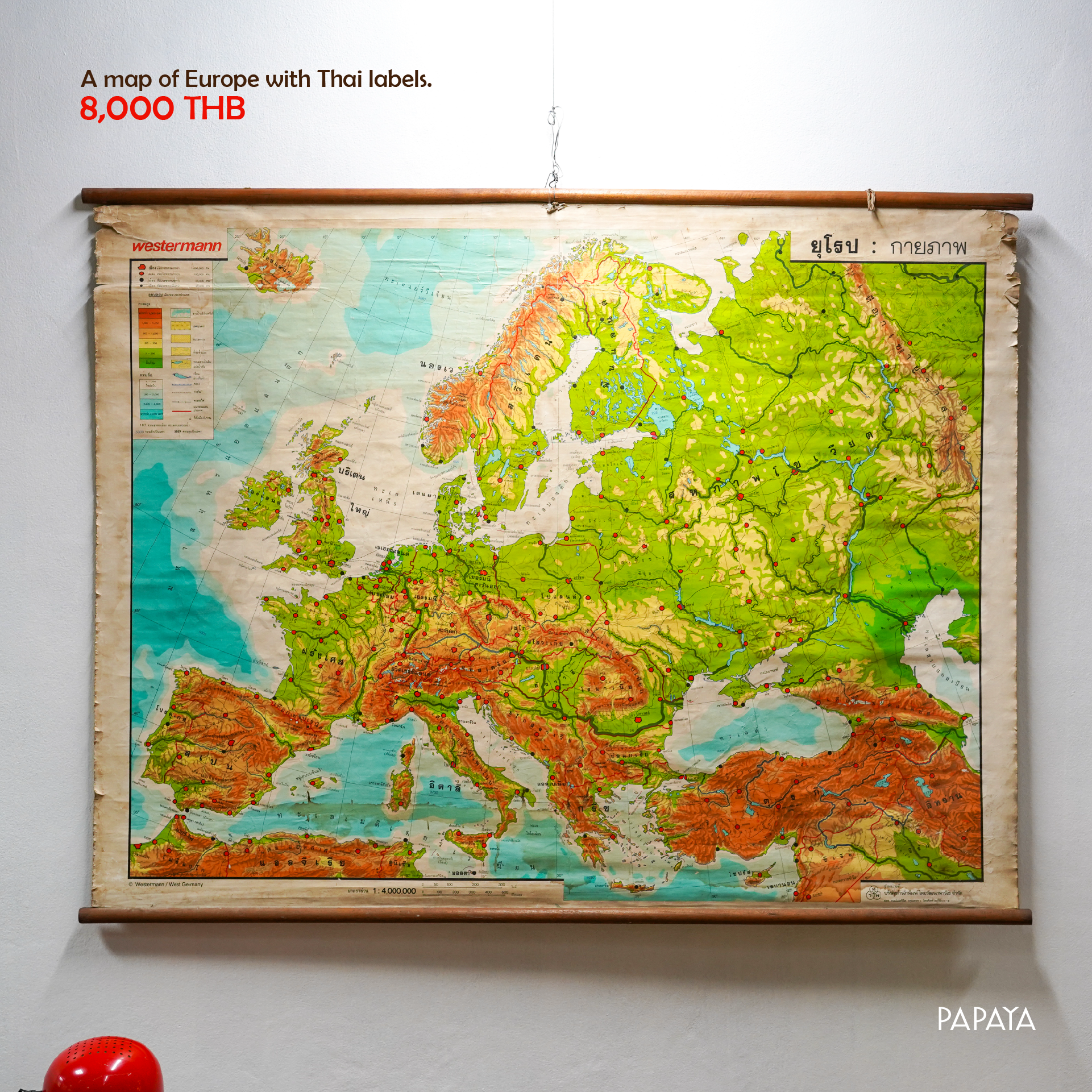 A map of Europe with Thai labels (Westermann, West Germany)