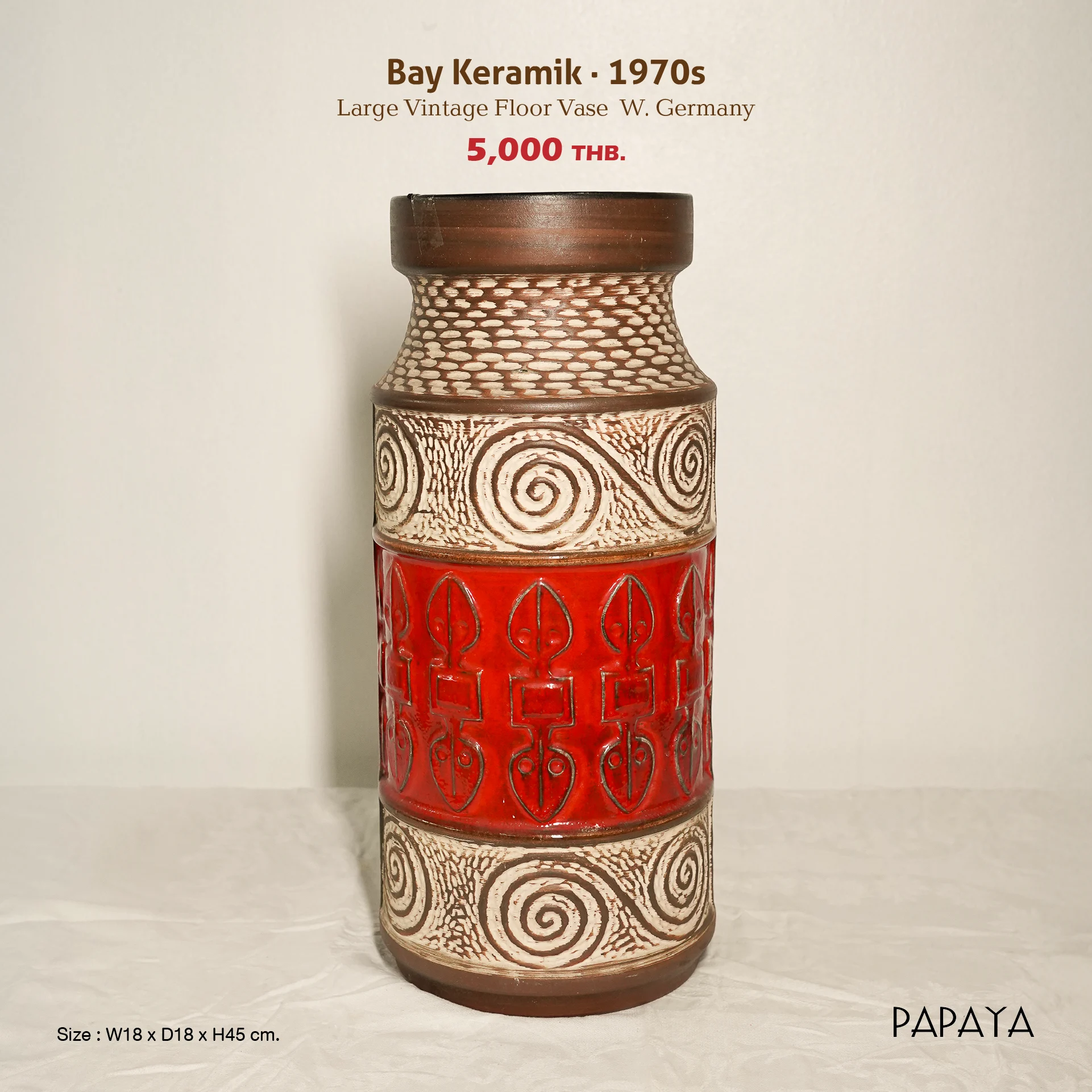 Bay Keramik - 1970s Large Vintage Floor Vase (W. Germany)