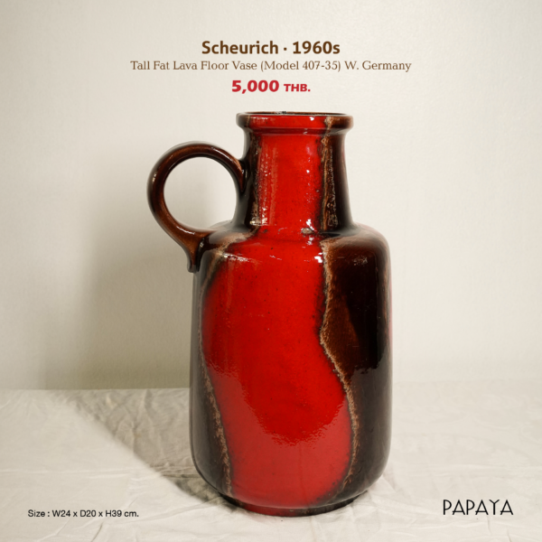 Scheurich - 1960s Tall Fat Lava Floor Vase (Model 407-35) W. Germany