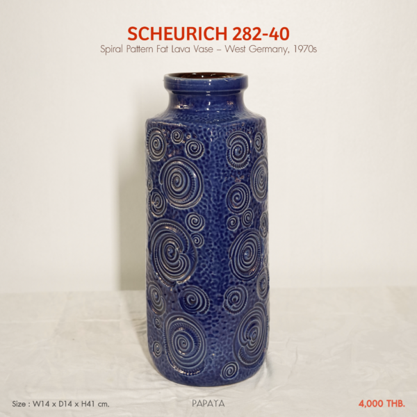 Scheurich 282-40 (Spiral Pattern Fat Lava Vase - West Germany, 1970s)