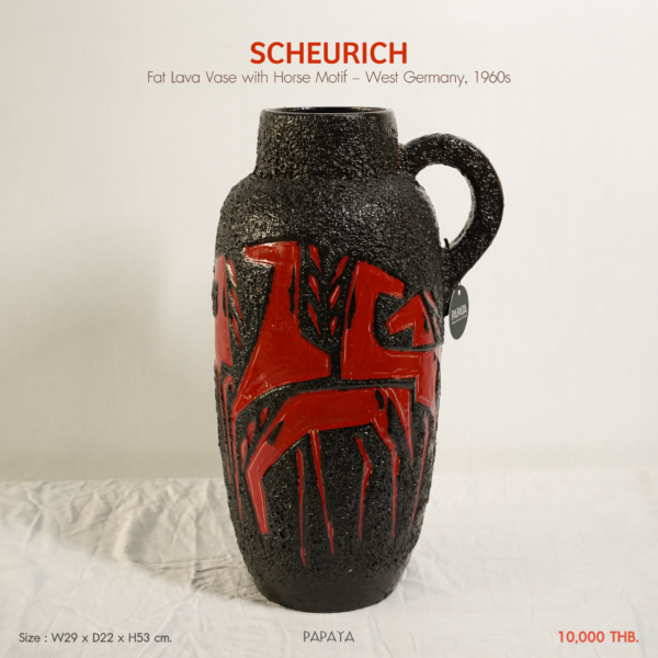 SCHEURICH Fat Lava Vase with Horse Motif – West Germany, 1960s