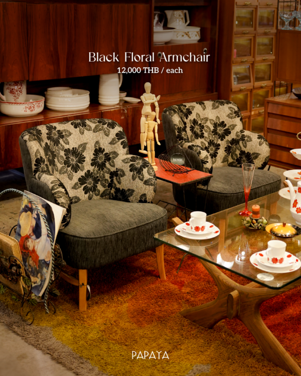 Black Floral Armchair