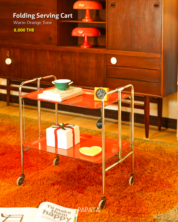 Folding Serving Cart (Warm Orange Tone)