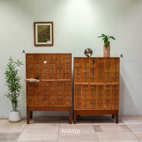 Vintage Wooden Apothecary & Card Catalog Cabinet