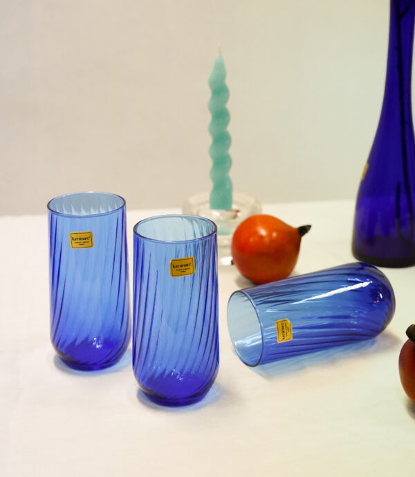 Luminarc Cobalt Blue Swirl Glass