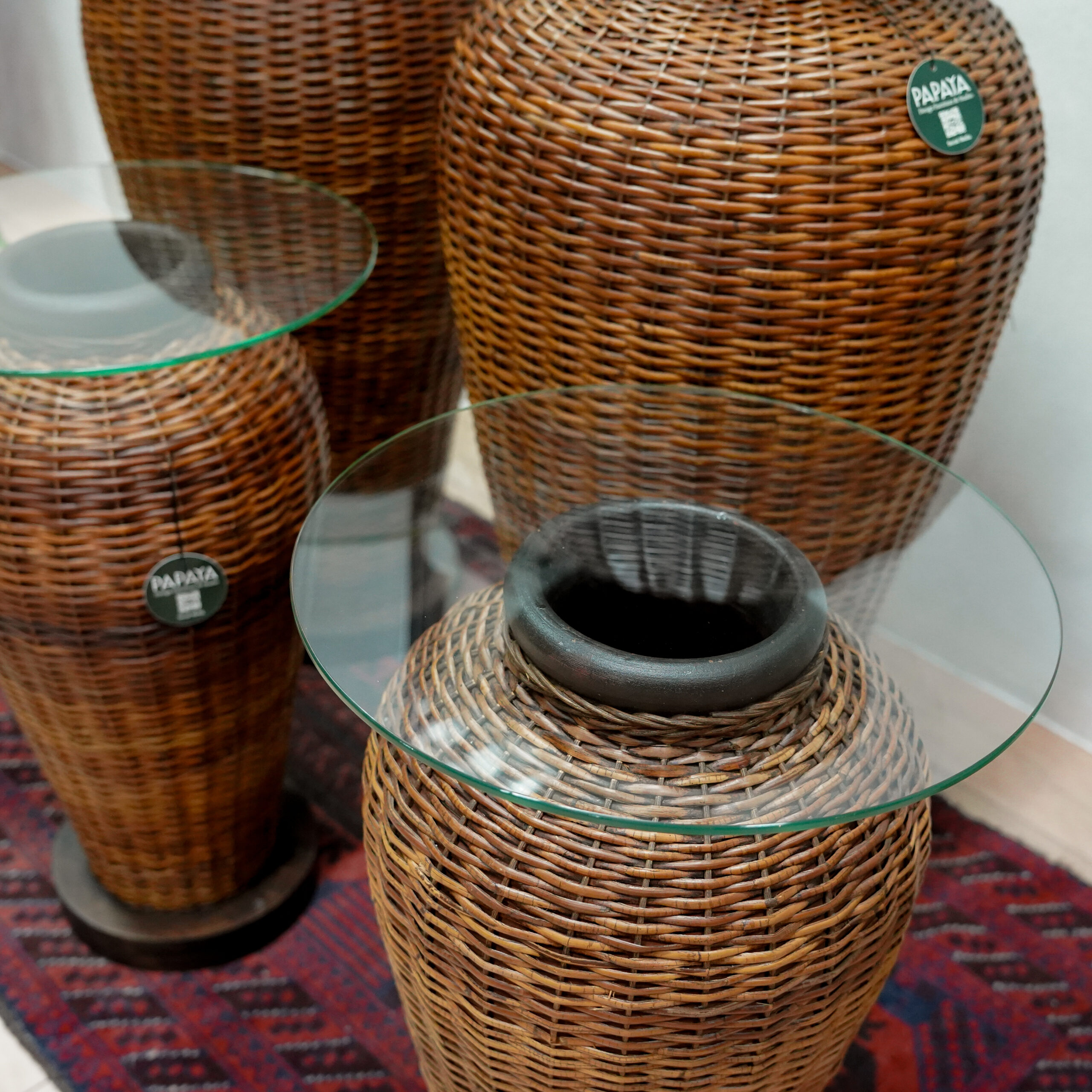 Woven Rattan Floor Vases / Tables - Image 4